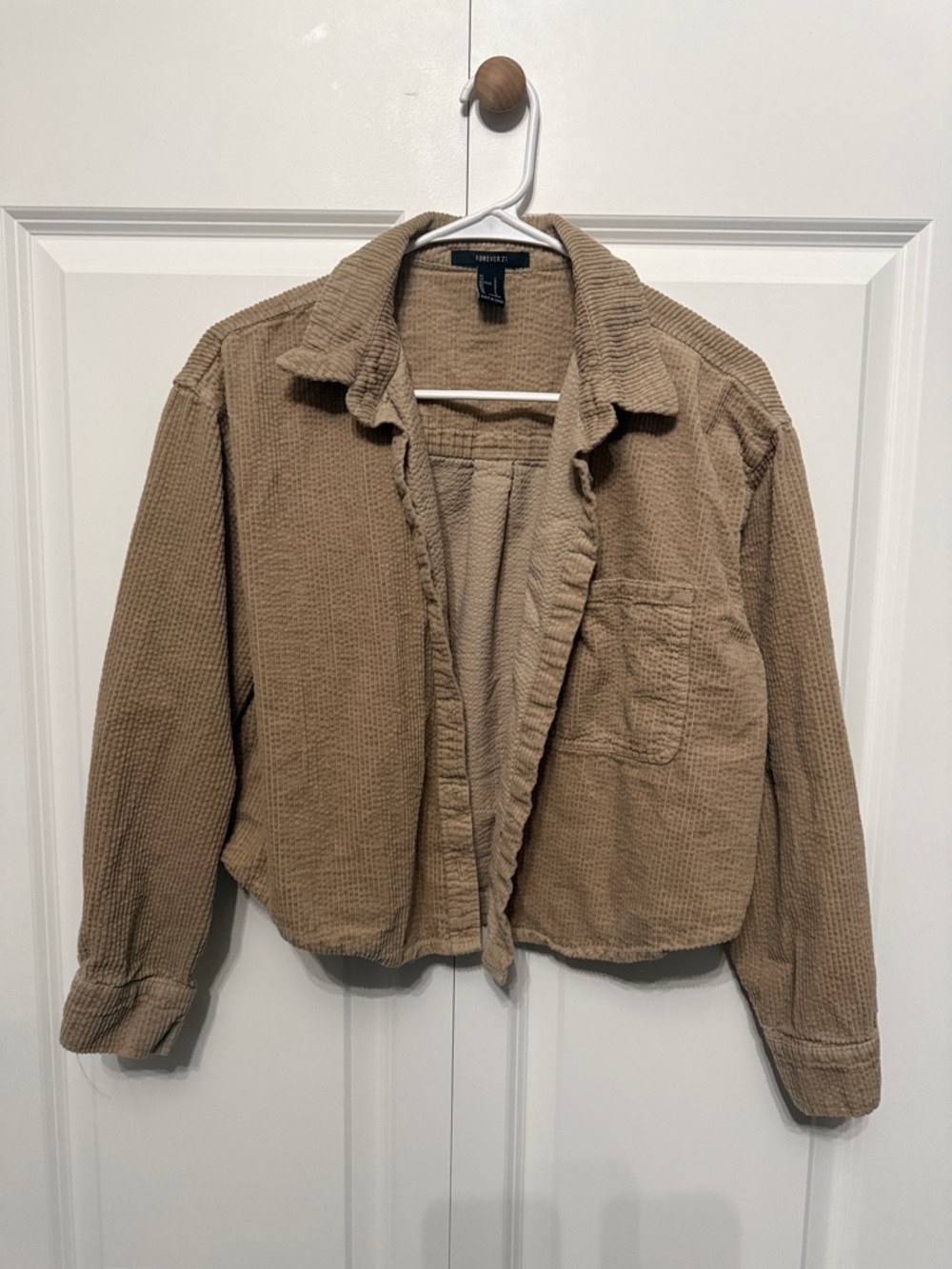 Forever 21 Cropped Tan Corduroy cropped button down shirt